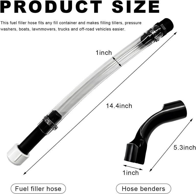ZNDAW Racing Fuel Jug Hose with Bender, 14" Transparent Gas Can Fuel Filler Hose 3044 Replacement Kit, Quick Fill Spout Flexible Racing Fuels Jug Hoses Bender for 5 Gallon Gas Tank - Image 2